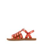 Rode sandalen met klaprozen en plagettes