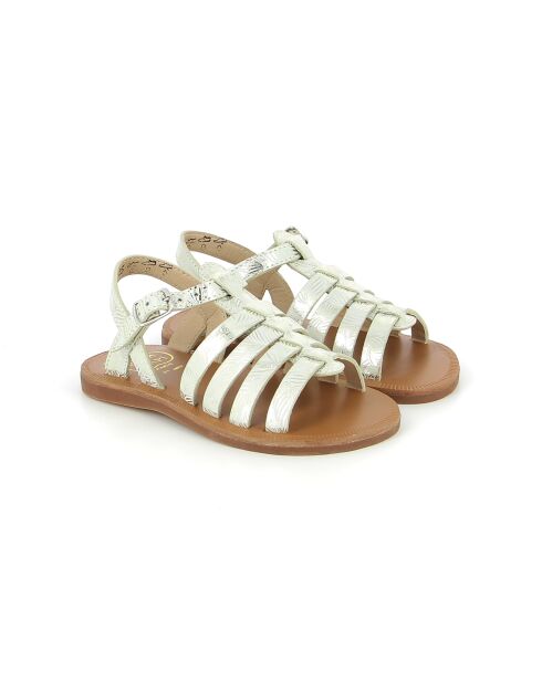 Plagettes Sandalen met bandjes wit/goud
