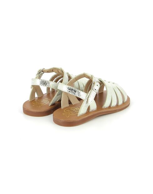 Plagettes Sandalen met bandjes wit/goud