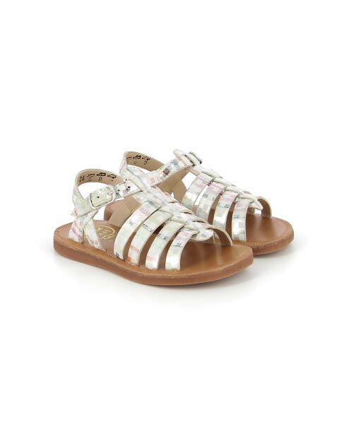 Veelkleurige sandalen met plagettes en bandjes