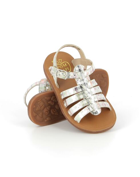 Veelkleurige sandalen met plagettes en bandjes