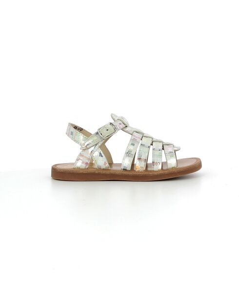 Veelkleurige sandalen met plagettes en bandjes
