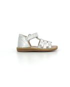 Zilverkleurige sandalen met poppy-bandjes