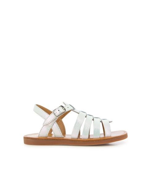 Sandalen met plagettes met parelriem