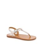 Antic Tong Platinum Sandalen met plagettes in poedervorm