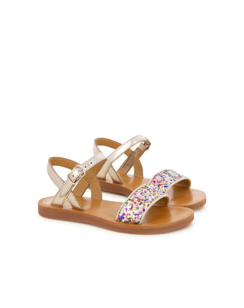 Plagettes Buckle Tao goud/veelkleurige sandalen