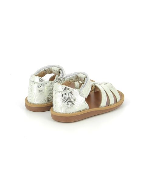 Wit/gouden sandalen met poppy-bandjes