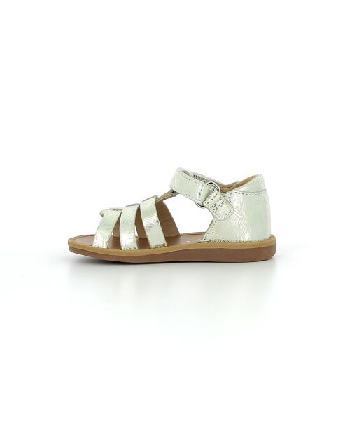 Wit/gouden sandalen met poppy-bandjes