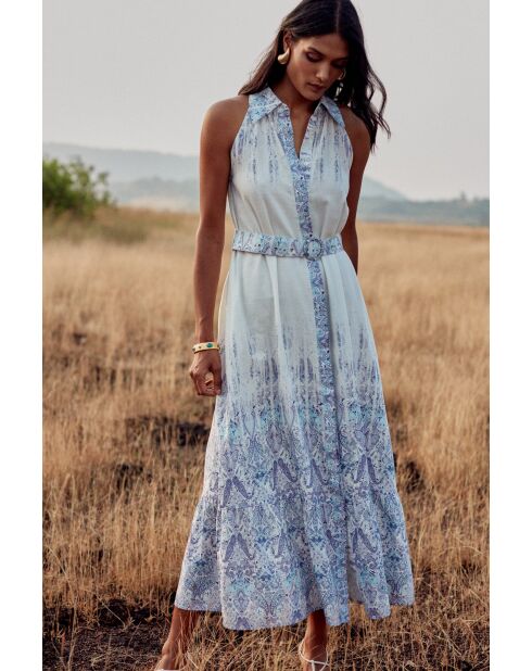 Kleid Brittany aus Leinenmischung Persisch Blau