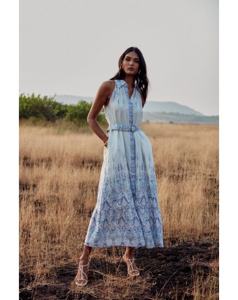 Kleid Brittany aus Leinenmischung Persisch Blau