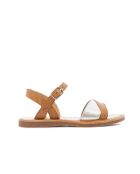 Plagettes Tek sandalen camel/zilver