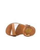 Plagettes Tek sandalen camel/zilver