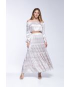 Top en soie Joana white peacock