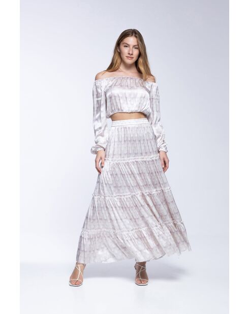Top en soie Joana white peacock