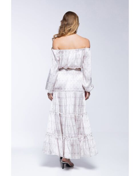 Top en soie Joana white peacock