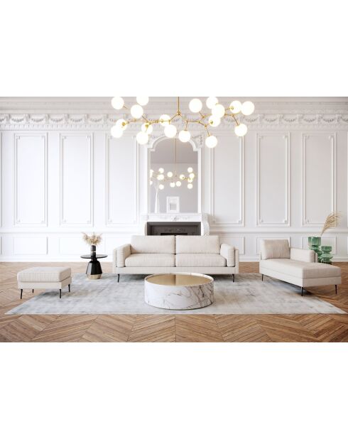Mikael beige taupe 4-zitsbank van geweven stof - 209x84x80 cm