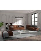 Justin 4-Sitzer-Sofa im Vintage-Look aus Stoff in Lederoptik, 210 x 84 x 78 cm