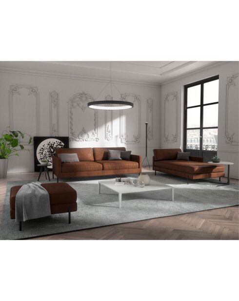 Justin 4-Sitzer-Sofa im Vintage-Look aus Stoff in Lederoptik, 210 x 84 x 78 cm