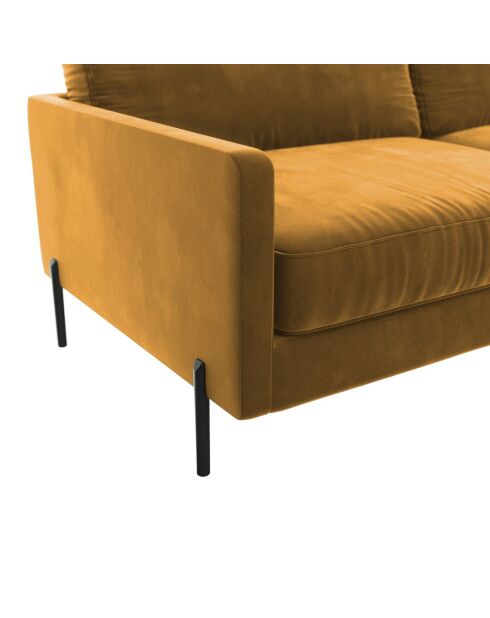 Justin mustard 4-zits fluwelen bank - 210x84x78 cm
