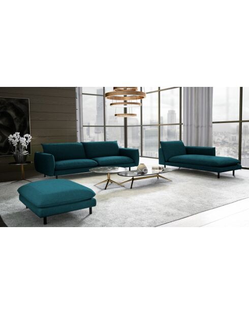 Isak 4-Sitzer-Sofa aus gewebtem Stoff petrolblau - 215x92x85 cm