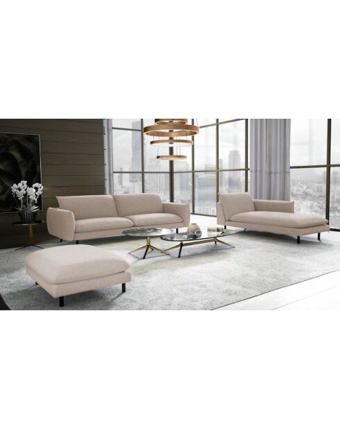 Isak 4-zitsbank van geweven stof in zandbeige - 215x92x85 cm