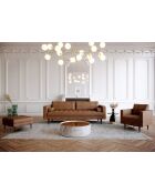 3-Sitzer-Sofa aus gealtertem Vintage-Stoff Jakob Cognac - 189x85x77 cm