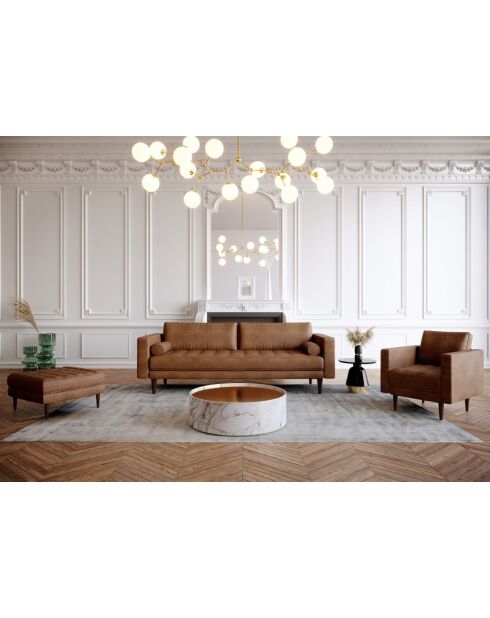 3-Sitzer-Sofa aus gealtertem Vintage-Stoff Jakob Cognac - 189x85x77 cm