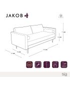3-Sitzer-Sofa aus gealtertem Vintage-Stoff Jakob Cognac - 189x85x77 cm