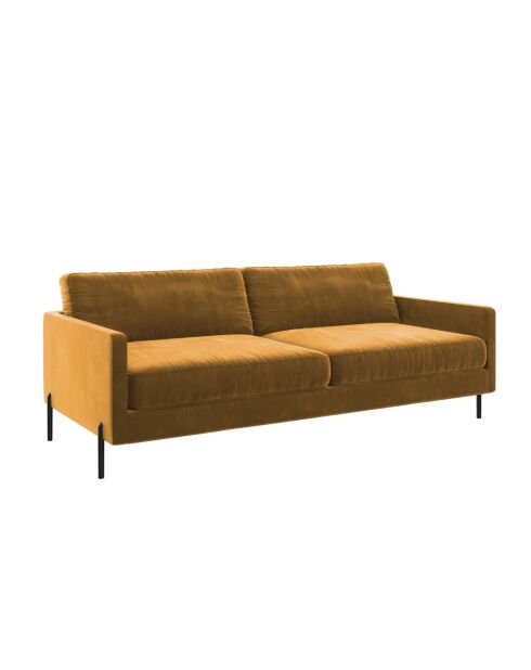 Justin mustard 3-zits fluwelen bank - 180x84x78 cm