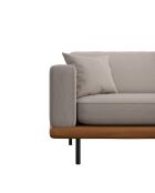 3-zitsbank in geweven stof Pioni beige taupe cognac lederen onderstel - 208x90x85 cm
