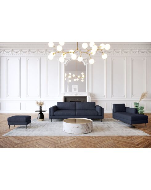 Mikael marineblauwe 4-zitsbank van geweven stof - 209x84x80 cm