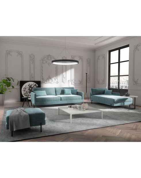 Justin Acqua graues 4-Sitzer-Samtsofa - 210x84x78 cm