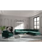Justin bosgroene fluwelen rechthoekige bank - 256x200x78 cm