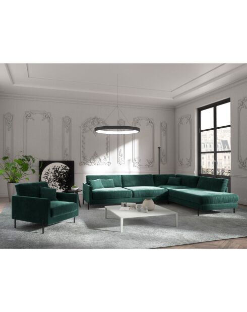Justin bosgroene fluwelen rechthoekige bank - 256x200x78 cm