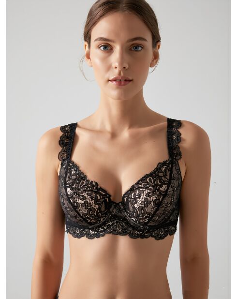 Sujetador push-up de carcasa dura negro esmeralda
