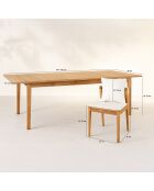 Ensemble jardin table extensible et fauteuil avec coussins acacia fidji blanc/naturel - 11 pièces