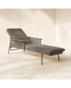 Lot 2 chaises longues en aluminium et tissu moka madrague taupe - 200x100x54.5cm