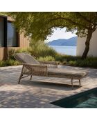 Lot 2 chaises longues en aluminium et tissu moka madrague taupe - 200x100x54.5cm