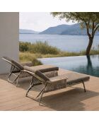 Lot 2 chaises longues en aluminium et tissu moka madrague taupe - 200x100x54.5cm