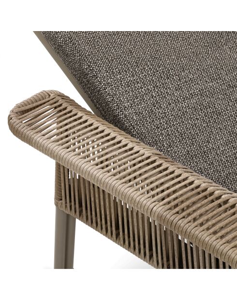 Lot 2 chaises longues en aluminium et tissu moka madrague taupe - 200x100x54.5cm