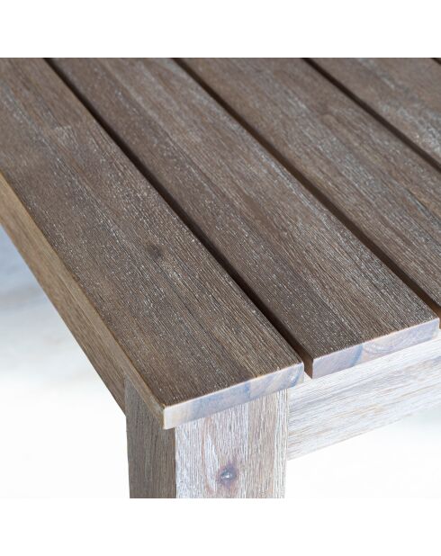 Ensemble table + 8 fauteuils de table acacia vieilli + corde eden naturel - 310 x 90 x 85 cm