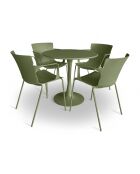 Ensemble table + 4 fauteuils de table en polypropylène et métal vert montauk vert - 5 pièces