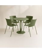 Ensemble table + 4 fauteuils de table en polypropylène et métal vert montauk vert - 5 pièces
