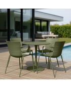 Ensemble table + 4 fauteuils de table en polypropylène et métal vert montauk vert - 5 pièces