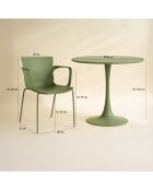 Ensemble table + 4 fauteuils de table en polypropylène et métal vert montauk vert - 5 pièces