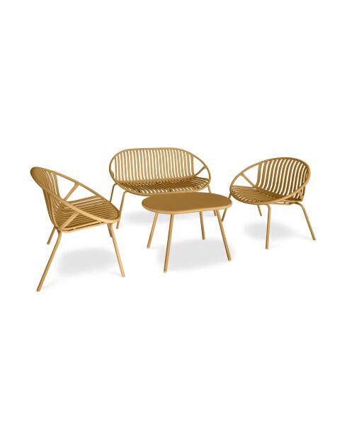 Muebles de jardín de polipropileno y metal calipso ocre amarillo - 4 piezas