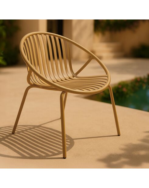 Muebles de jardín de polipropileno y metal calipso ocre amarillo - 4 piezas
