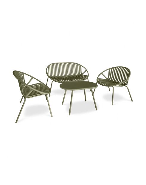 Muebles de jardín en polipropileno y metal verde calypso vert - 4 piezas