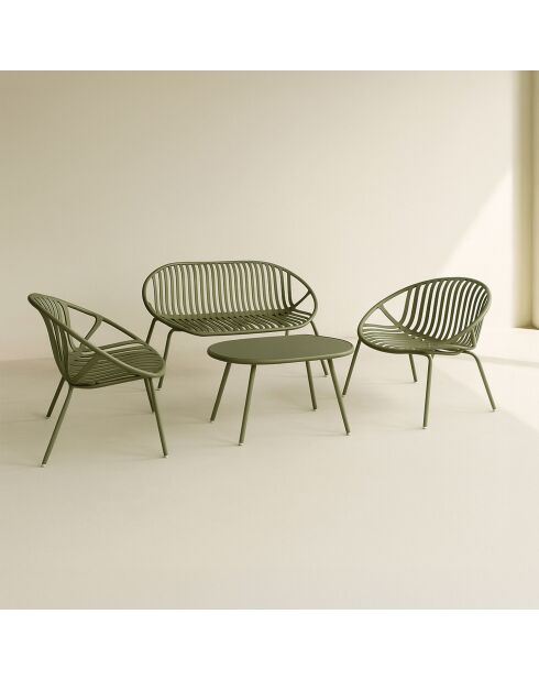 Muebles de jardín en polipropileno y metal verde calypso vert - 4 piezas