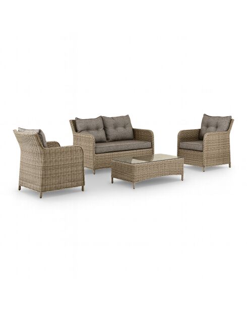 Muebles de jardín en resina tejida/aluminio moca porto-fino taupe - 4 piezas